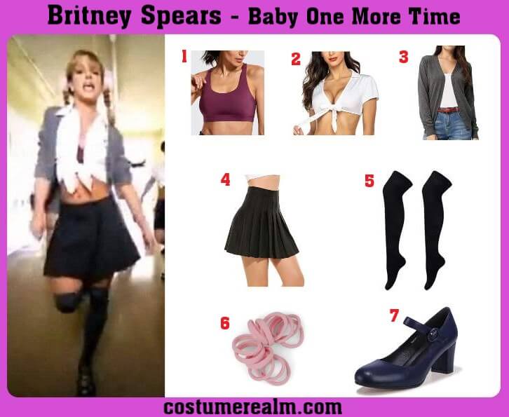 Plus Size Britney Spears Sexy School Girl Popstar Costume - Grey