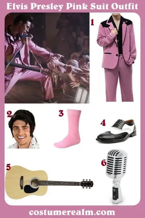 2022 King of Rock and Roll Elvis Aaron Presley Singer Suit Outfit Pink  Cosplay Costume