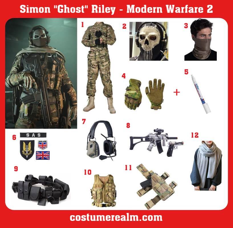 Call of Duty Simon Riley Task Force 141 Ghost Fighting Cosplay Jacket Coat  Unifo